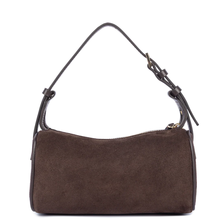 Petit sac rectangle Suede en velours marron Lancaster 530-54