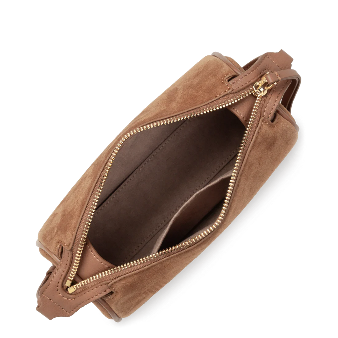 Petit sac rectangle Suede en velours camel Lancaster 530-54