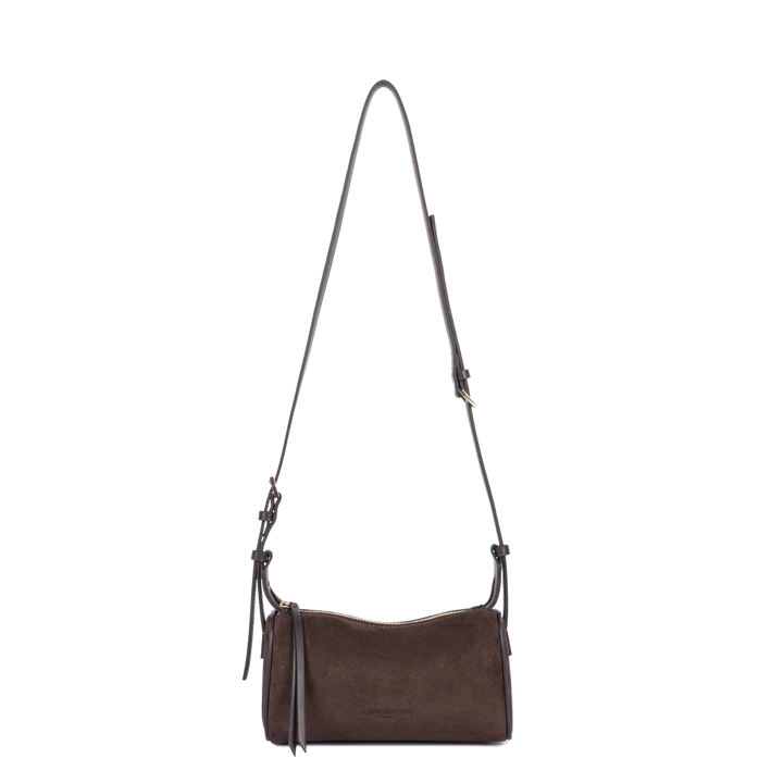 Petit sac rectangle Suede en velours marron Lancaster 530-54