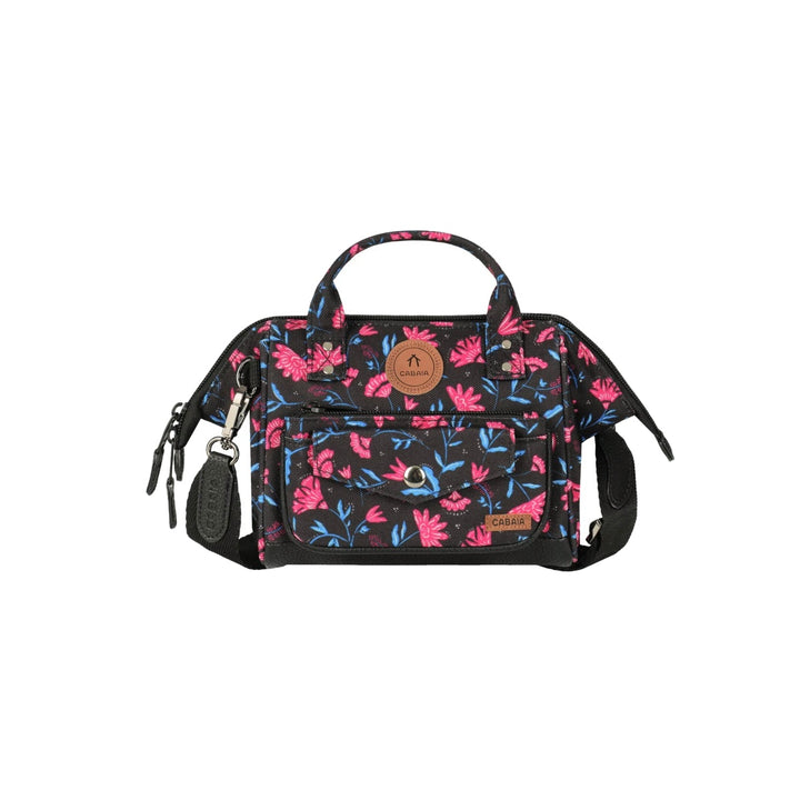 Petit sac bandoulière crossbody small noir fleurs Subaraya Cabaia