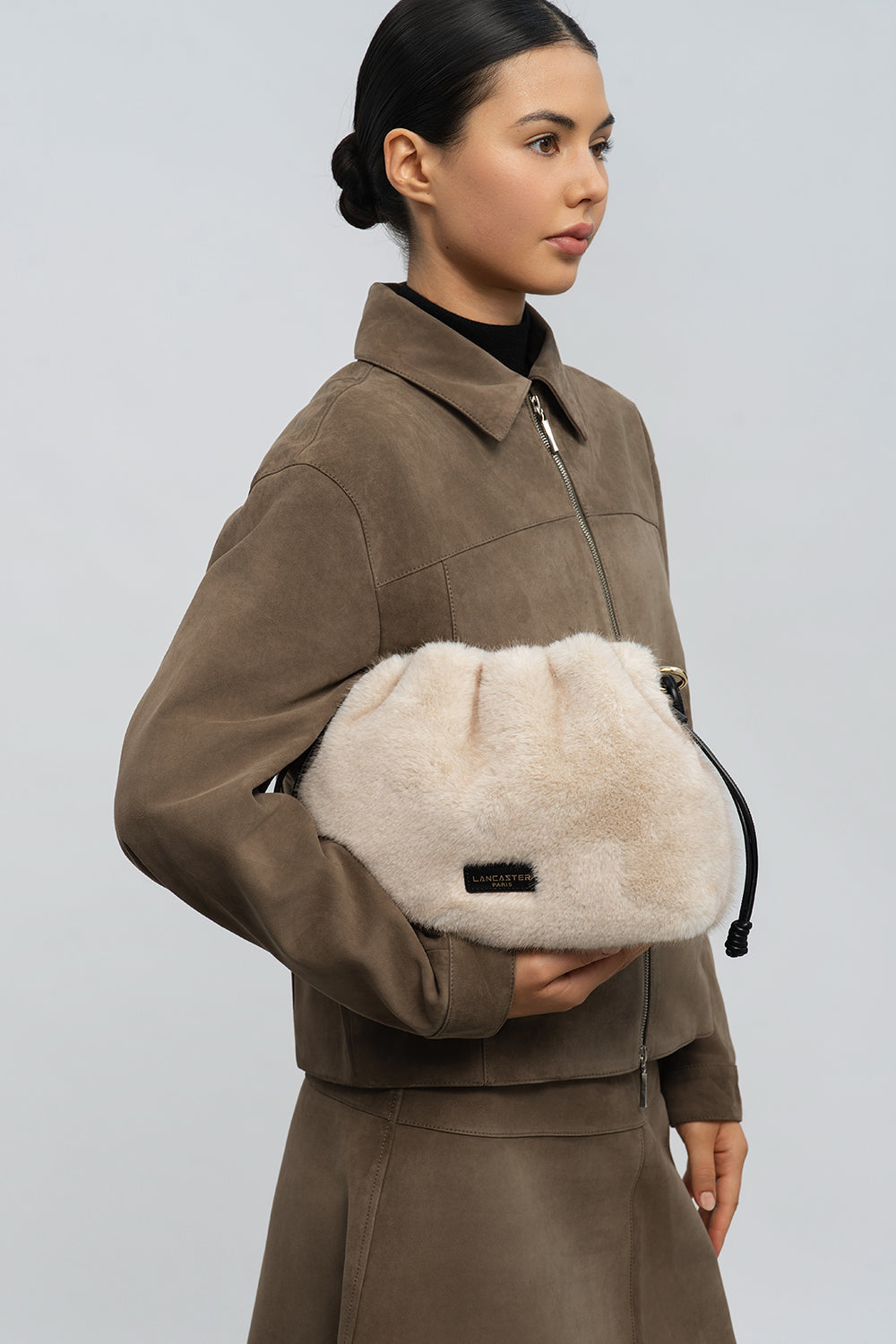 Sac besace en fourure blanc Lancaster 518-088