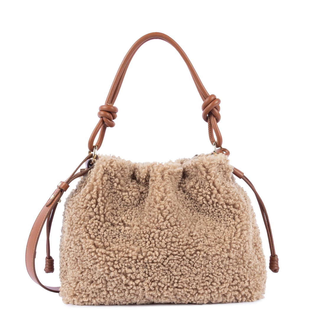 Sac besace en moumoute marron Lancaster 518-088