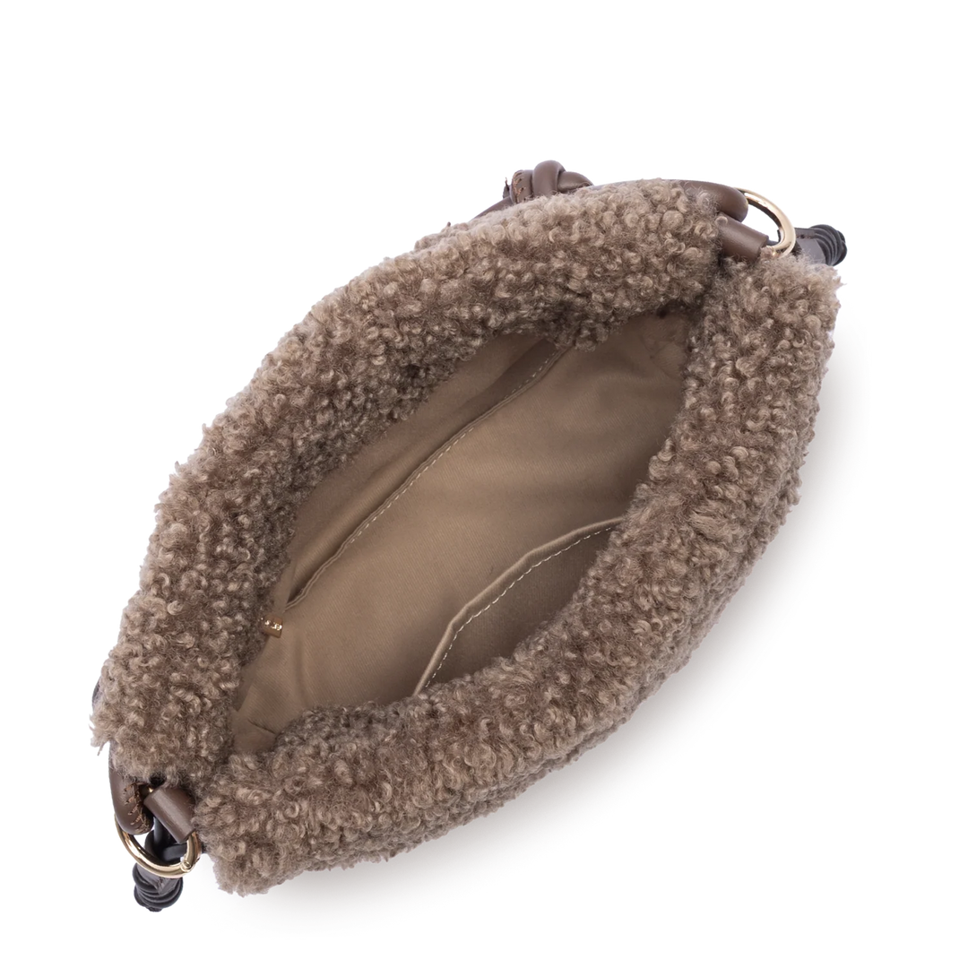 Petit Sac Besace en moumoute marron Lancaster 518-087
