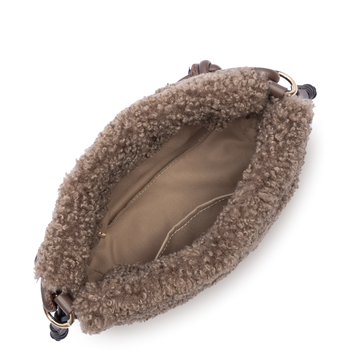 Petit Sac Besace en moumoute marron Lancaster 518-087