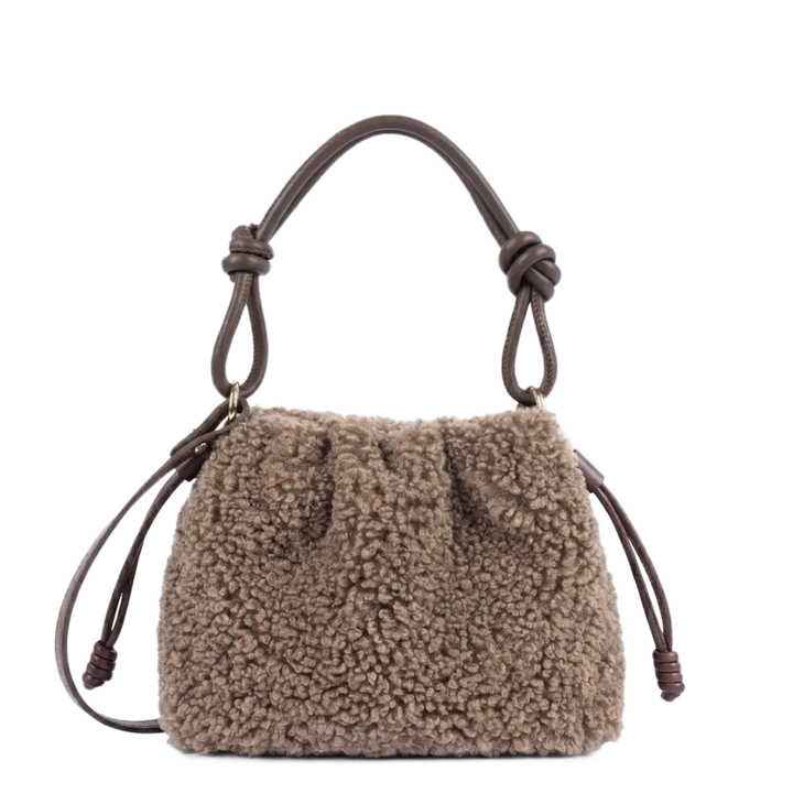 Petit Sac Besace en moumoute marron Lancaster 518-087