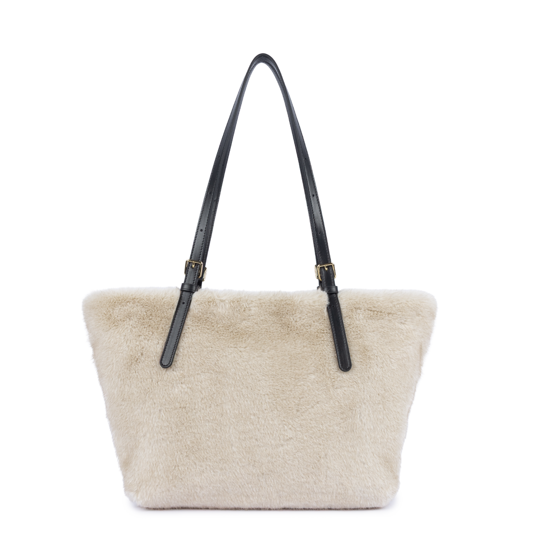 Sac Cabas en moumoute blanche Lancaster 518-092