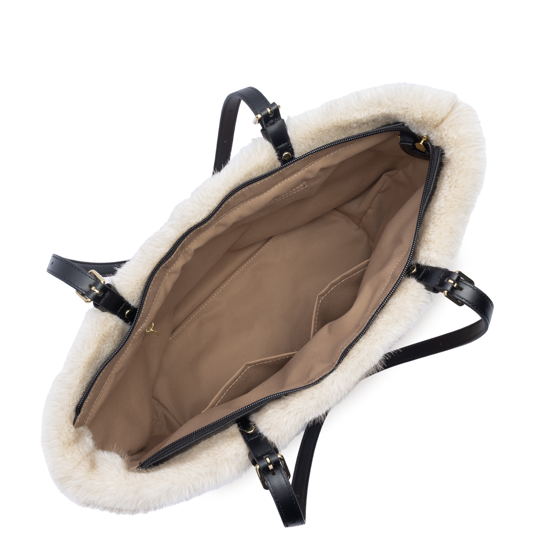 Sac Cabas en moumoute blanche Lancaster 518-092
