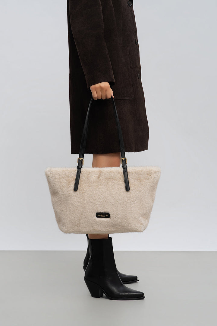 Sac Cabas en moumoute blanche Lancaster 518-092