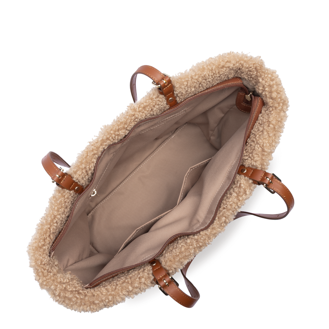 Sac Cabas en moumoute marron Lancaster 518-092