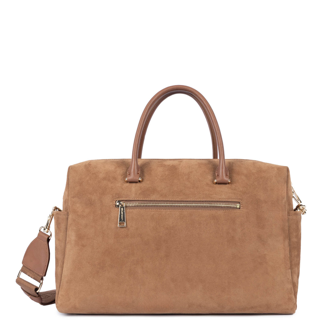 Sac cabas main camel en velours Suede Cube Lancaster 530-60