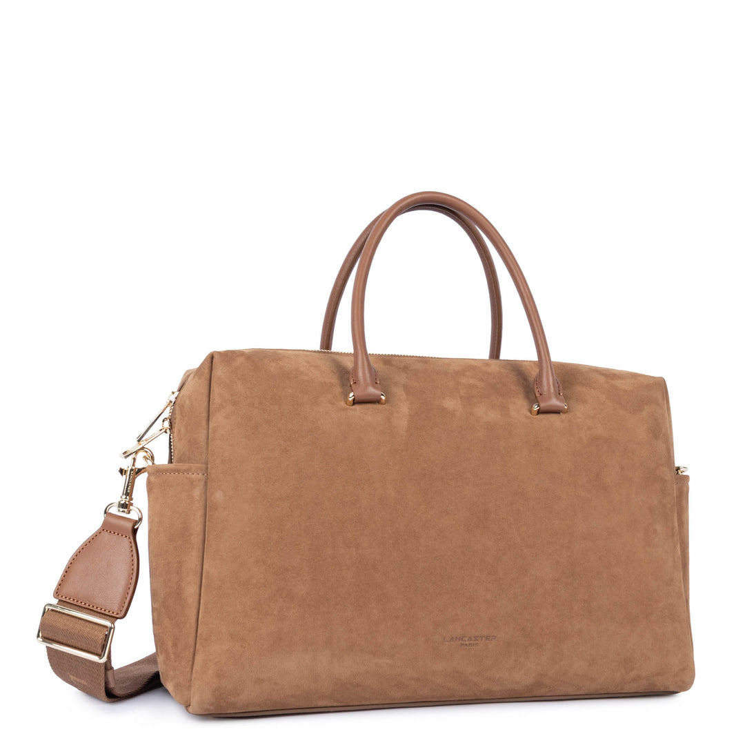 Sac cabas main camel en velours Suede Cube Lancaster 530-60