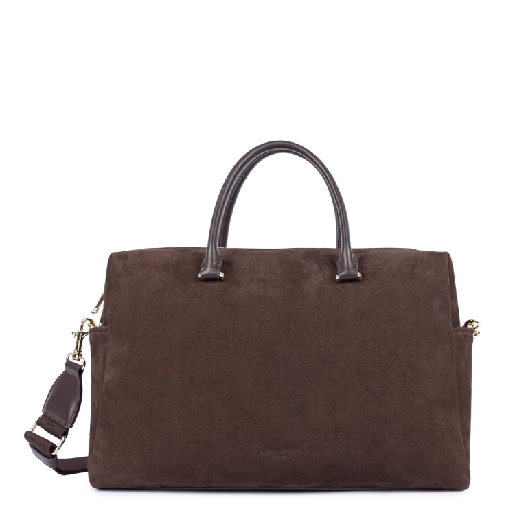 Sac cabas main marron en velours Suede Cube Lancaster 530-60