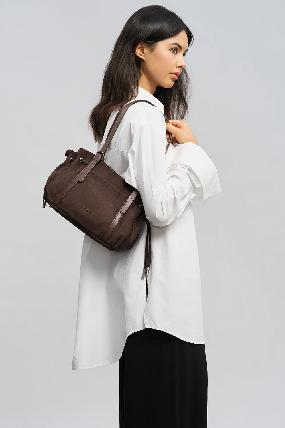 Sac à main en velours marron Lancaster 518-096