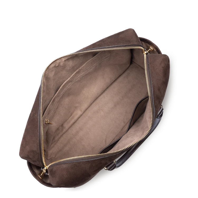 Sac cabas main marron en velours Suede Cube Lancaster 530-60