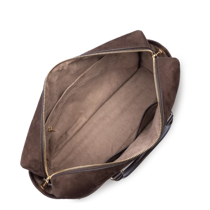 Sac cabas main marron en velours Suede Cube Lancaster 530-60