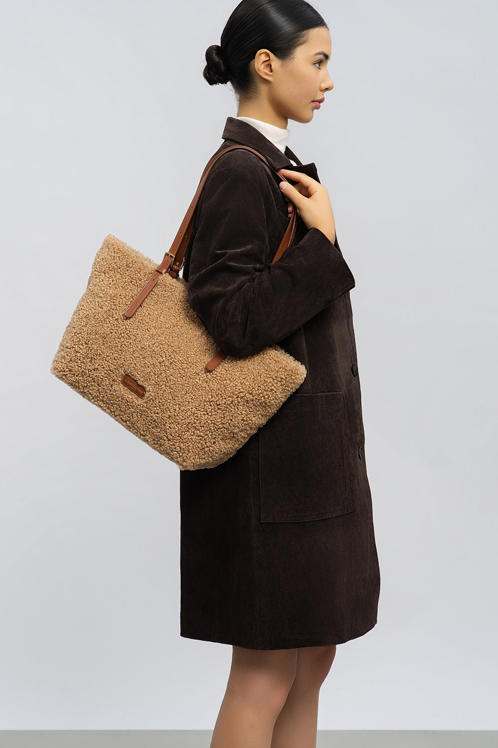 Sac Cabas en moumoute marron Lancaster 518-092