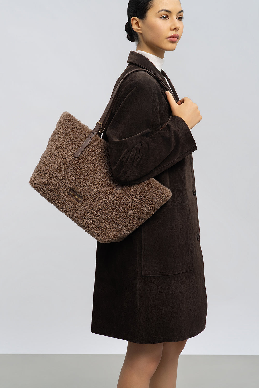 Sac Cabas en moumoute marron Lancaster 518-092