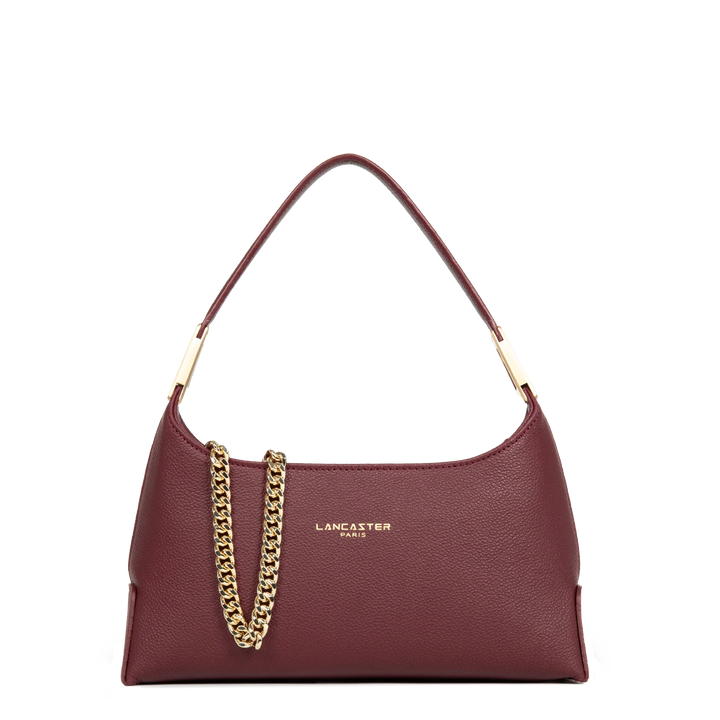 Sac à main en cuir bordeaux et bandoulière chaine dorée Lancaster Lyche Ace 422-038