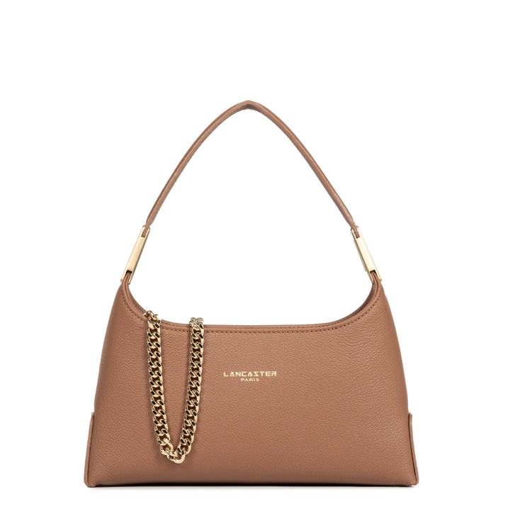 Sac à main en cuir marron et bandoulière chaine dorée Lancaster Lyche Ace 422-038