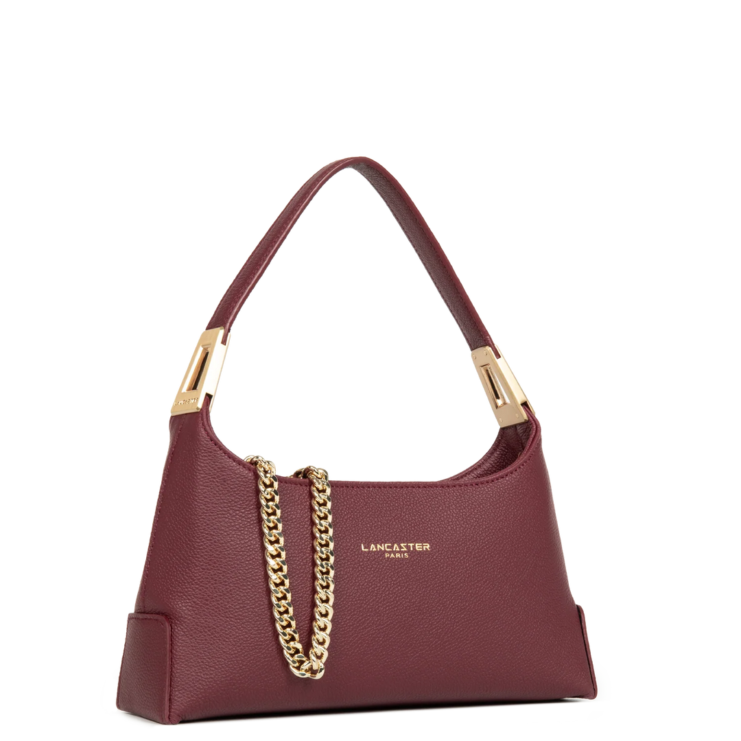 Sac à main en cuir bordeaux et bandoulière chaine dorée Lancaster Lyche Ace 422-038