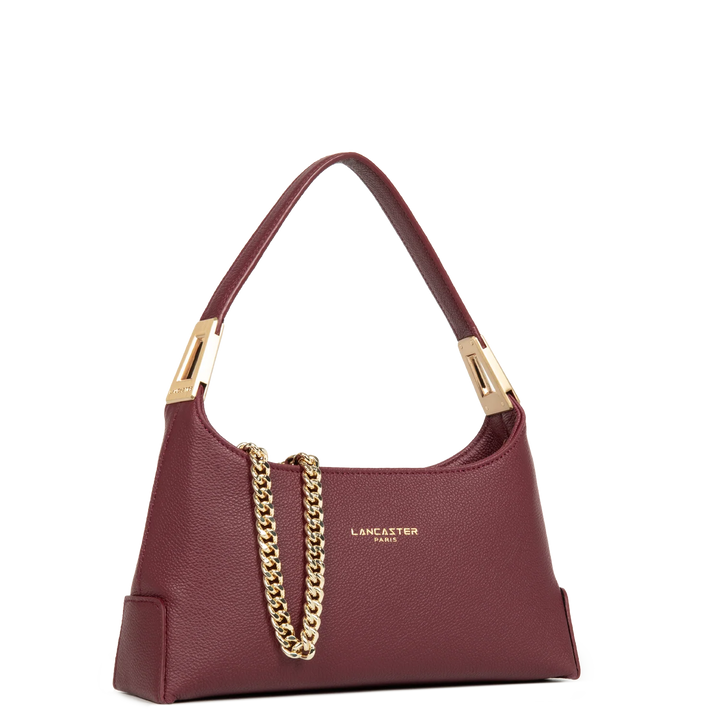 Sac à main en cuir bordeaux et bandoulière chaine dorée Lancaster Lyche Ace 422-038