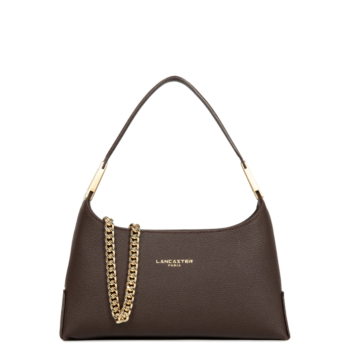 Sac à main en cuir marron et bandoulière chaine dorée Lancaster Lyche Ace 422-038