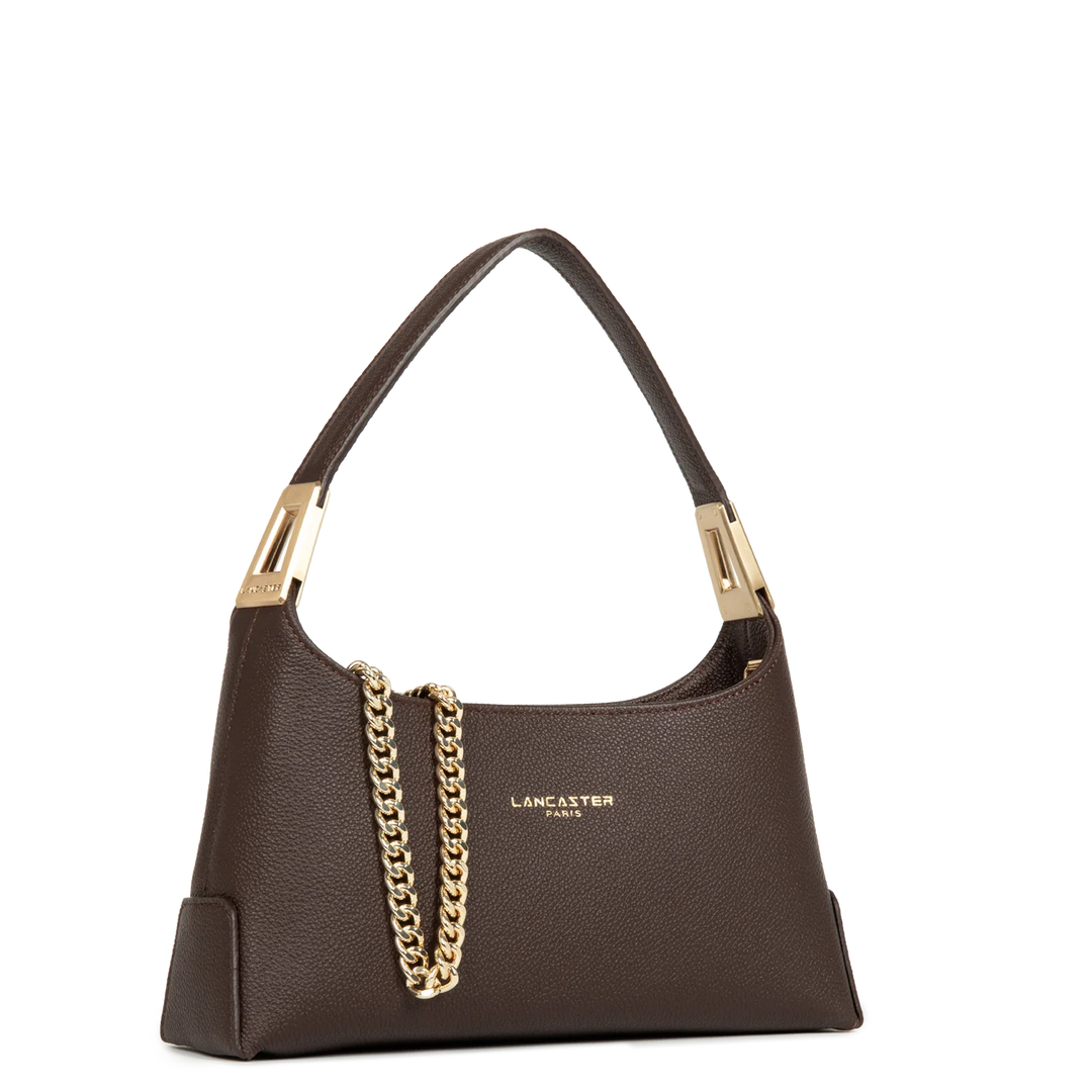 Sac à main en cuir marron et bandoulière chaine dorée Lancaster Lyche Ace 422-038