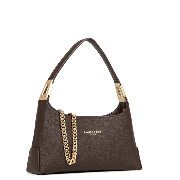 Sac à main en cuir marron et bandoulière chaine dorée Lancaster Lyche Ace 422-038