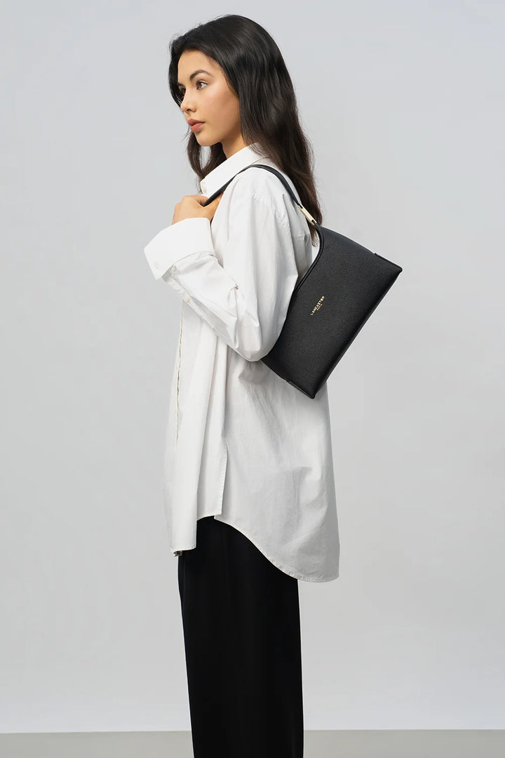 Sac à main en cuir noir Lancaster Lychee Ace 422-039 