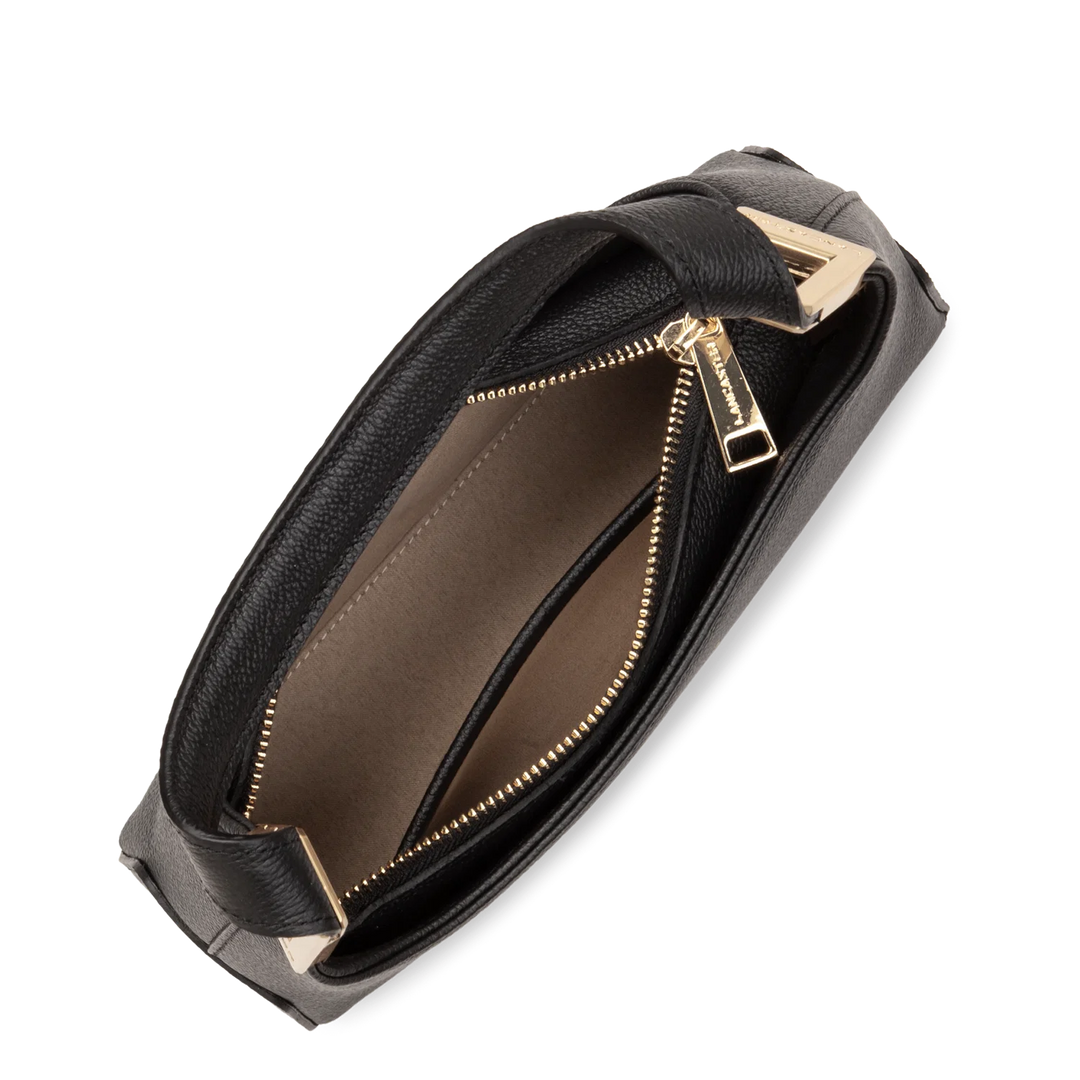 Sac à main en cuir noir et bandoulière chaine dorée Lancaster Lyche Ace 422-038