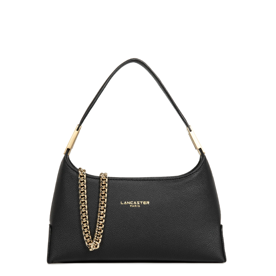 Sac à main en cuir noir et bandoulière chaine dorée Lancaster Lyche Ace 422-038
