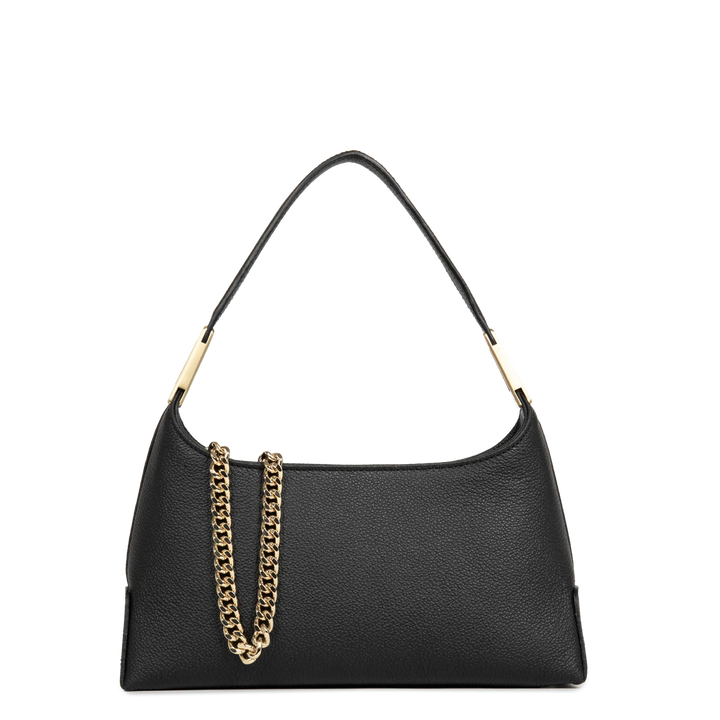 Sac à main en cuir noir et bandoulière chaine dorée Lancaster Lyche Ace 422-038