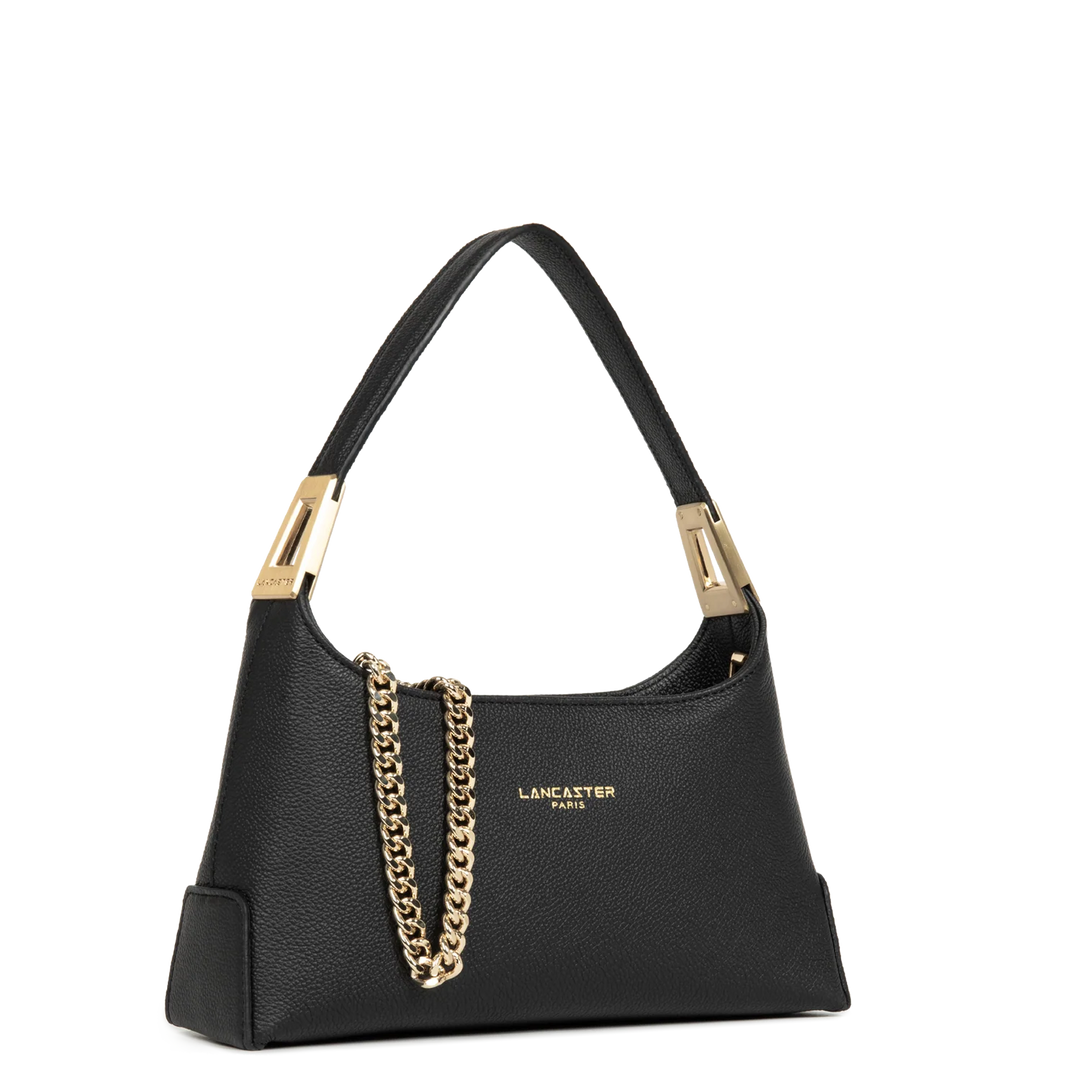 Sac à main en cuir noir et bandoulière chaine dorée Lancaster Lyche Ace 422-038