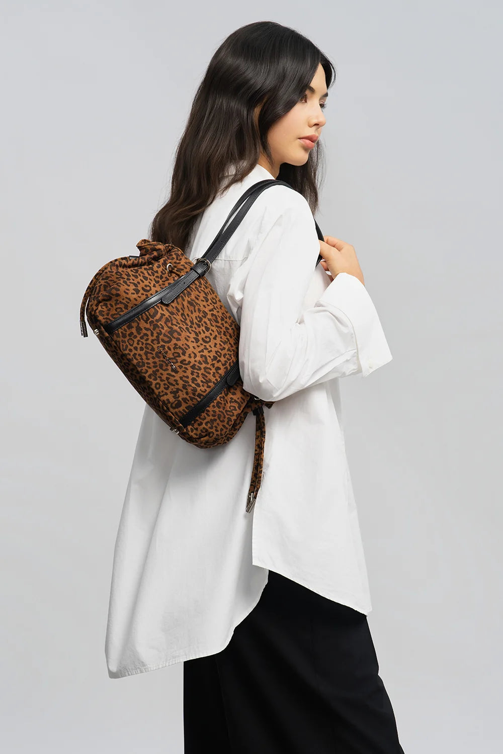 Sac à main en velours léopard Lancaster 518-096