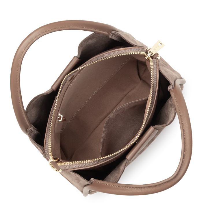 Petit sac à main en suède taupe Lancaster 470-100