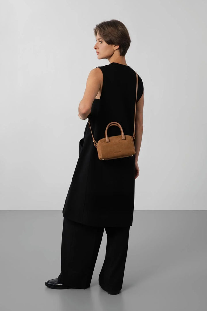 Sac à main Suede Cube en velours camel Lancaster 530-52
