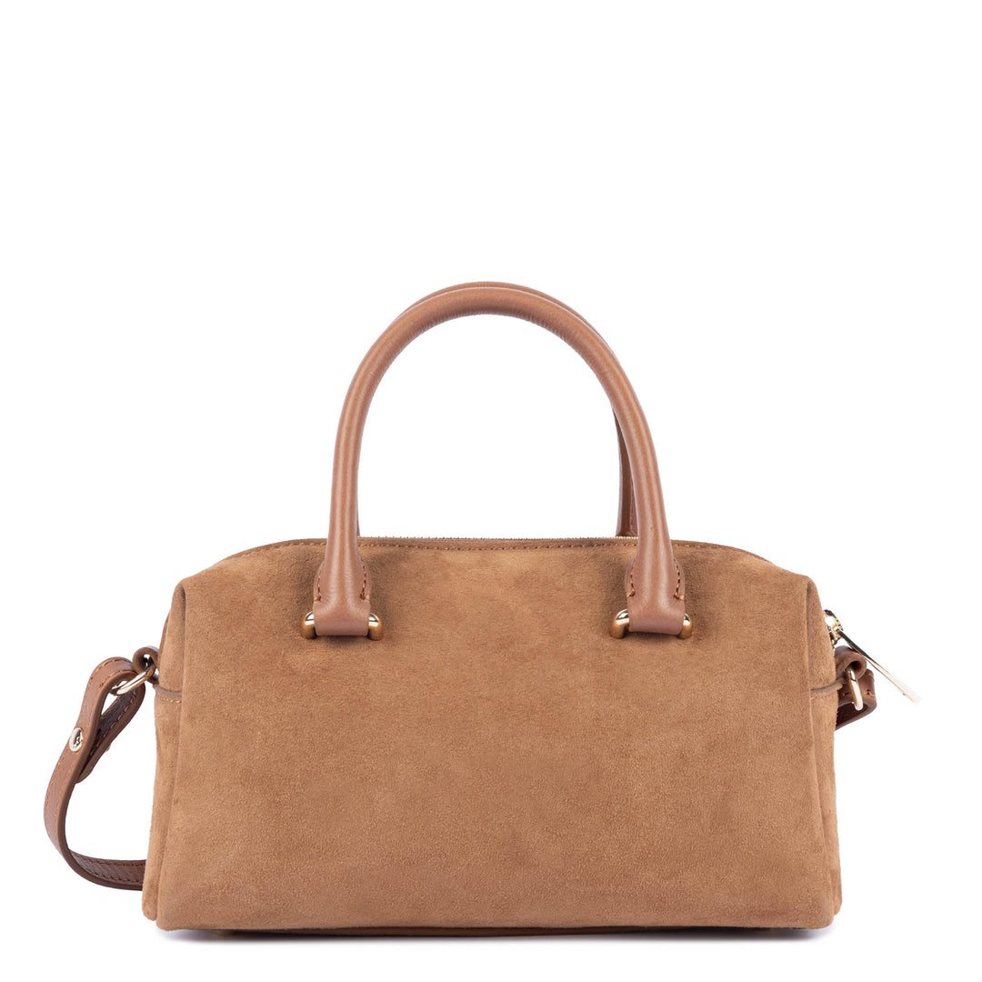 Sac à main Suede Cube en velours camel Lancaster 530-53