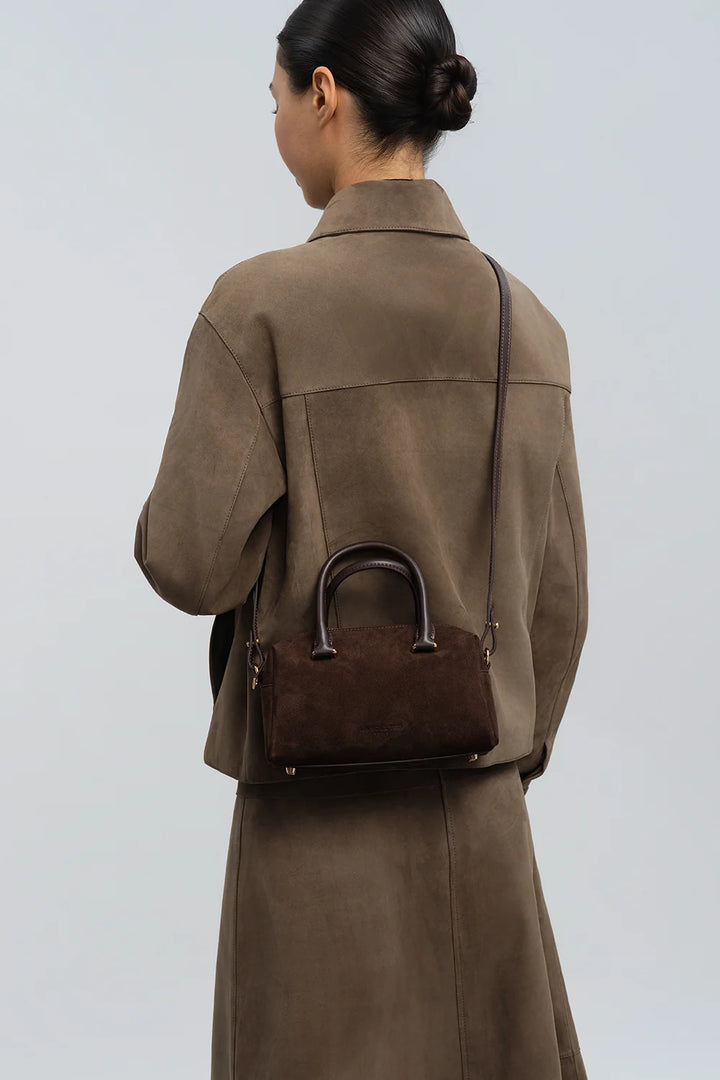 Sac à main Suede Cube en velours camel Lancaster 530-52