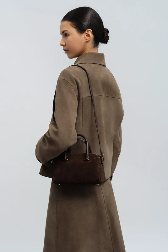 Sac à main Suede Cube en velours camel Lancaster 530-52