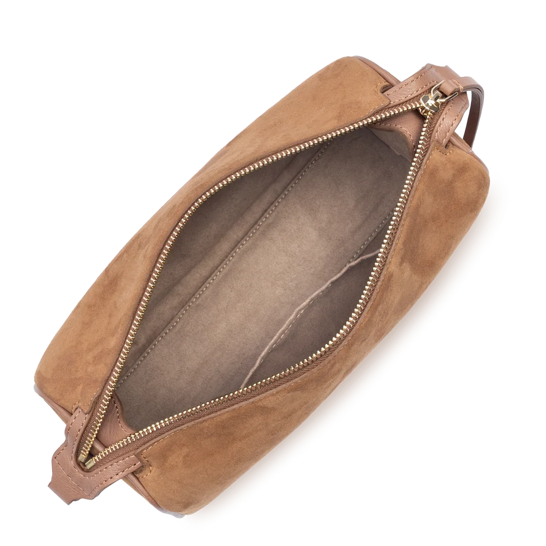 Sac rectangle Suede en velours camel Lancaster 530-55
