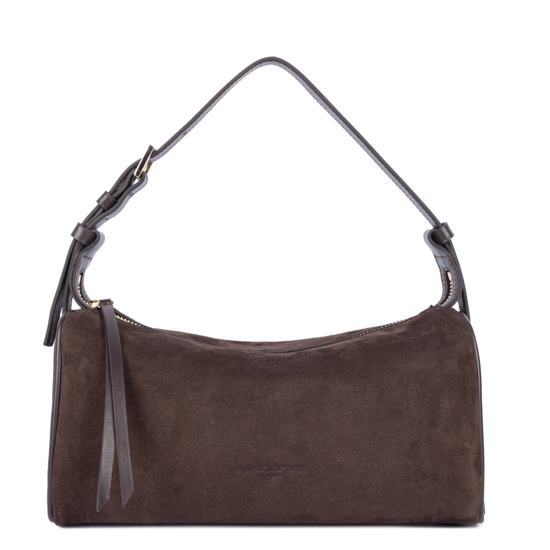 Sac rectangle Suede en velours marron Lancaster 530-55