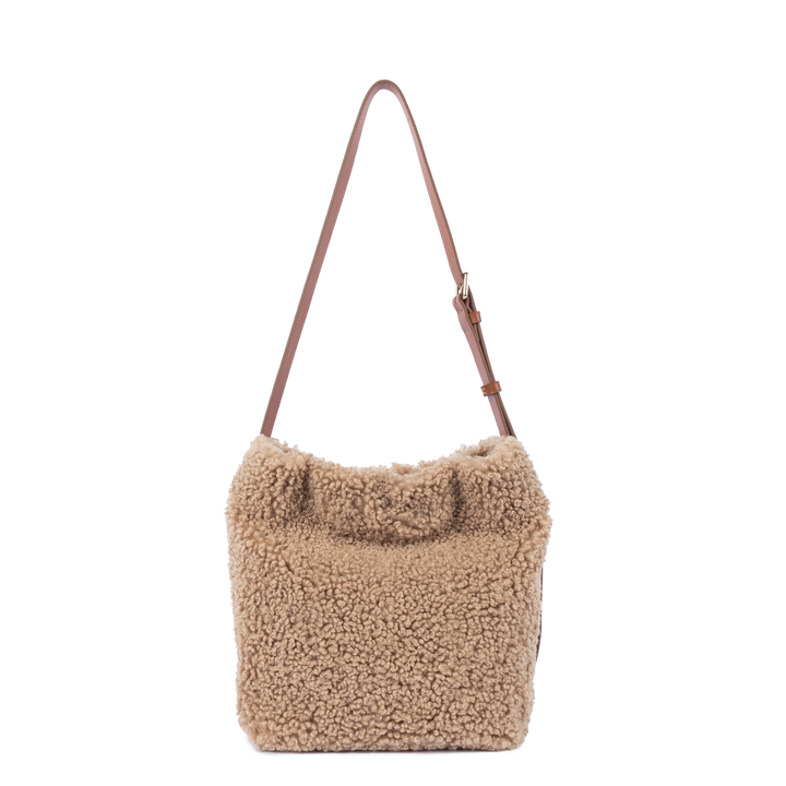 Sac seau en moumoute marron Lancaster 518-089