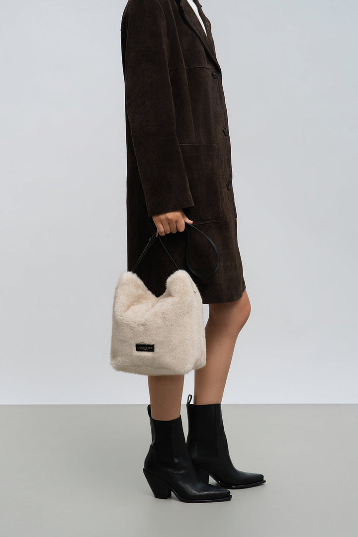 Sac seau en fourure blanc Lancaster 518-089