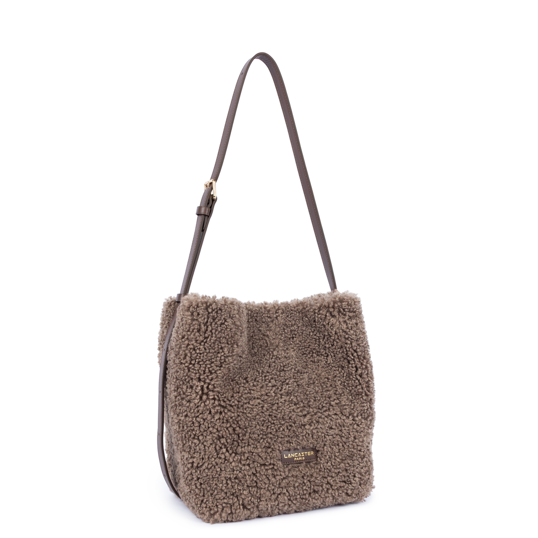 Sac seau en moumoute marron Lancaster 518-089
