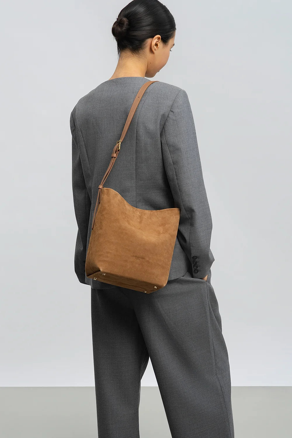 Sac seau Suede en velours camel Lancaster 530-56