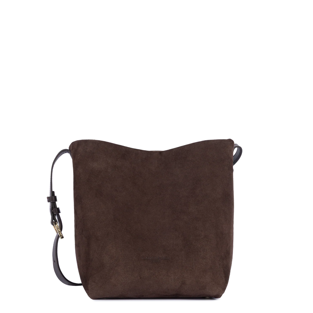 Sac seau Suede en velours marron Lancaster 530-56