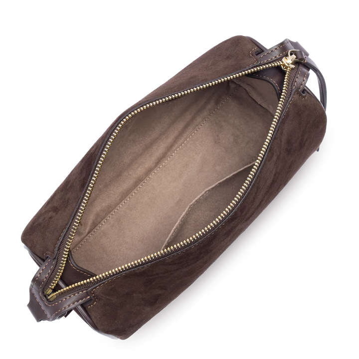 Sac rectangle Suede en velours marron Lancaster 530-55