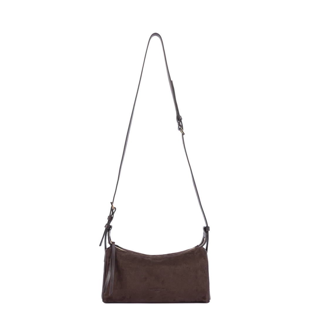 Sac rectangle Suede en velours marron Lancaster 530-55