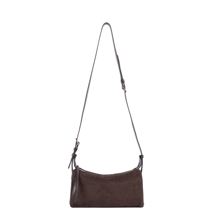 Sac rectangle Suede en velours marron Lancaster 530-55