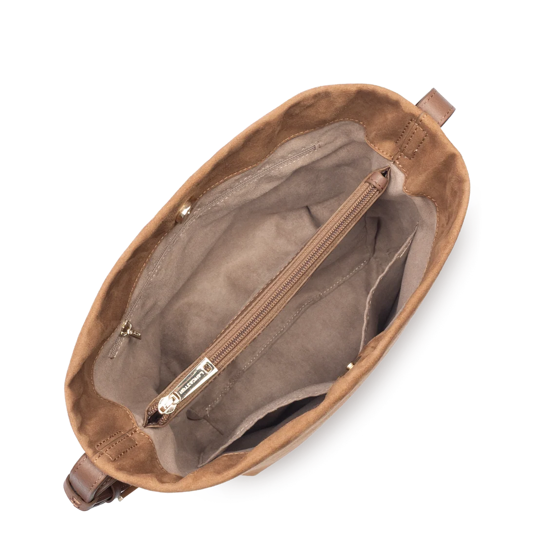Sac seau Suede en velours camel Lancaster 530-56